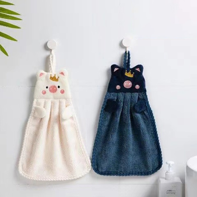 Paño de baño colgante Lillian Home, bonito, con diseño de dibujos animados, toalla para secarse las manos, absorbente y de secado rápido._voghion.com
