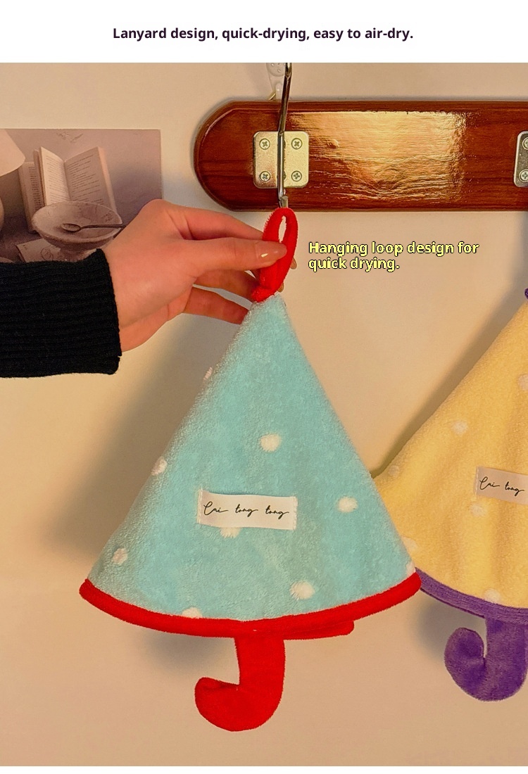 Mouchoir mignon Lillian pour salle de bain et cuisine, petit parapluie suspendu sans odeur, polaire corail super absorbante et épaisse_voghion.com