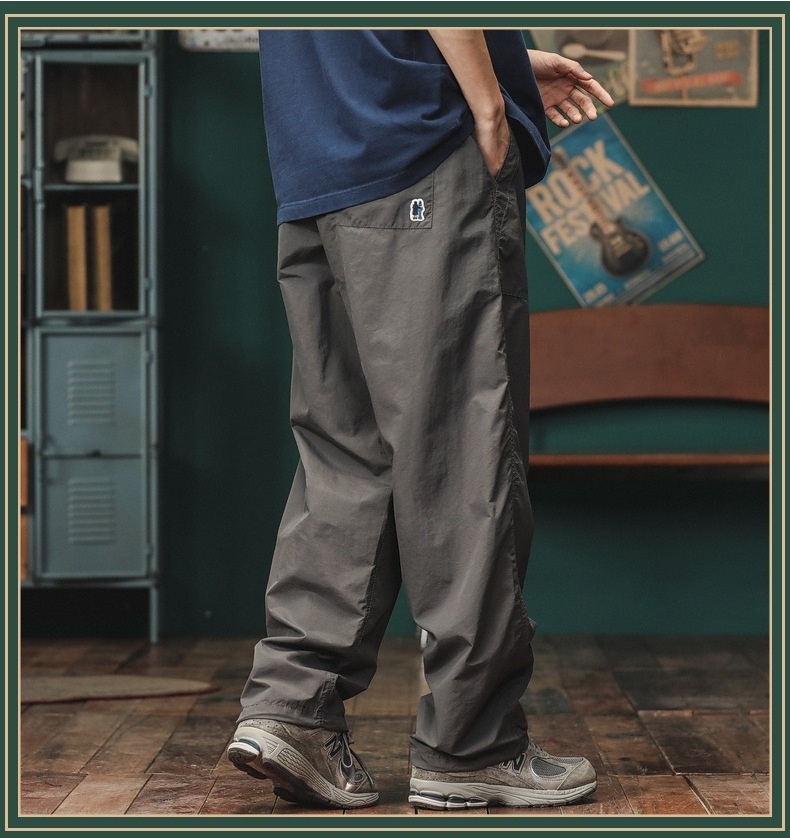 Trendige Cargohose im japanischen Stil für Herren mit weitem Bein, locker geschnitten, gerader Schnitt, lässig, für Herbst, Outdoor, schnelltrocknend, Sporthose im Retro-Look._voghion.com