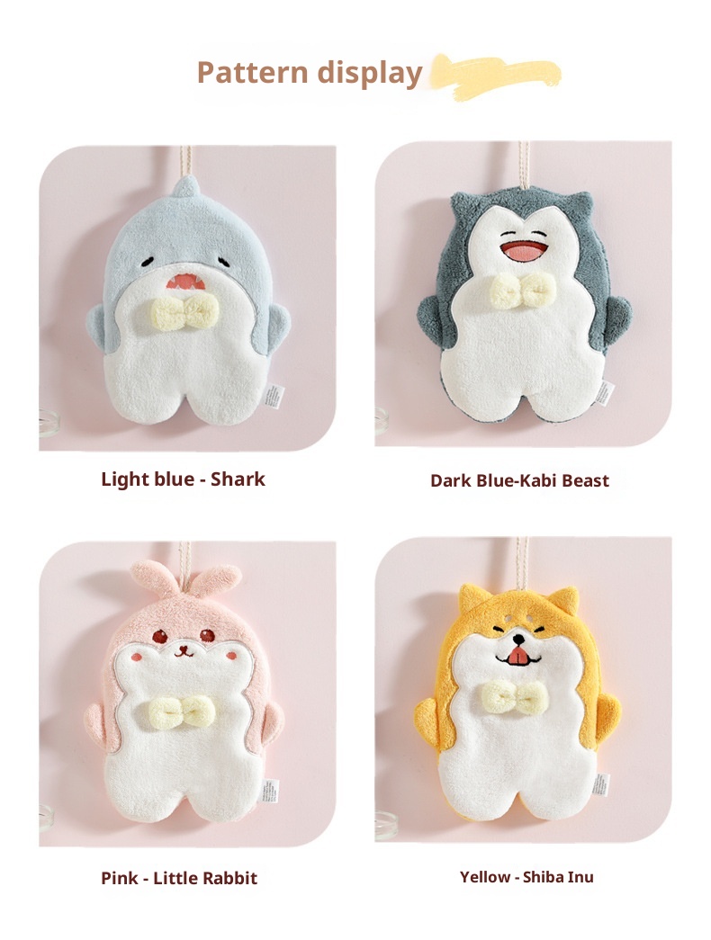 Lillian Hängendes, saugfähiges Handreinigungstuch mit niedlichem Cartoon-Motiv für Kinder, schnelltrocknendes Handtuch für Bad und Küche, Geschenkidee_voghion.com