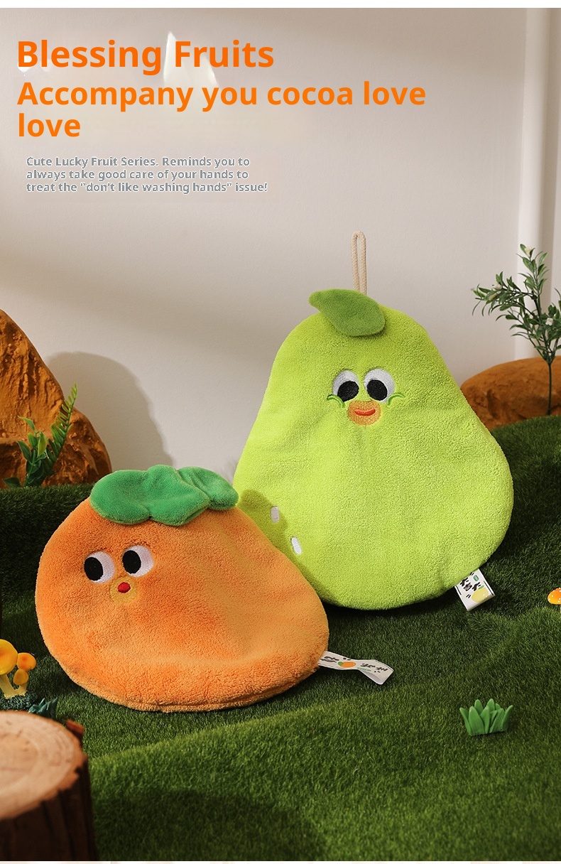 Lillian Xiguo Series Cute Hanging Hand Children's Coral Fleece Absorbent Towel Kitchen Bathroom Dual-use Handkerchief_voghion.com