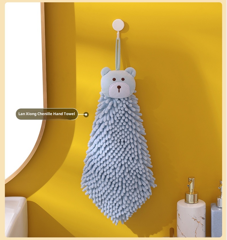 Lillian Chenille Cartoon Animal Hand Ball Household Kitchen Children Embroidered Hanging Absorbent Towel Cross-Border_voghion.com