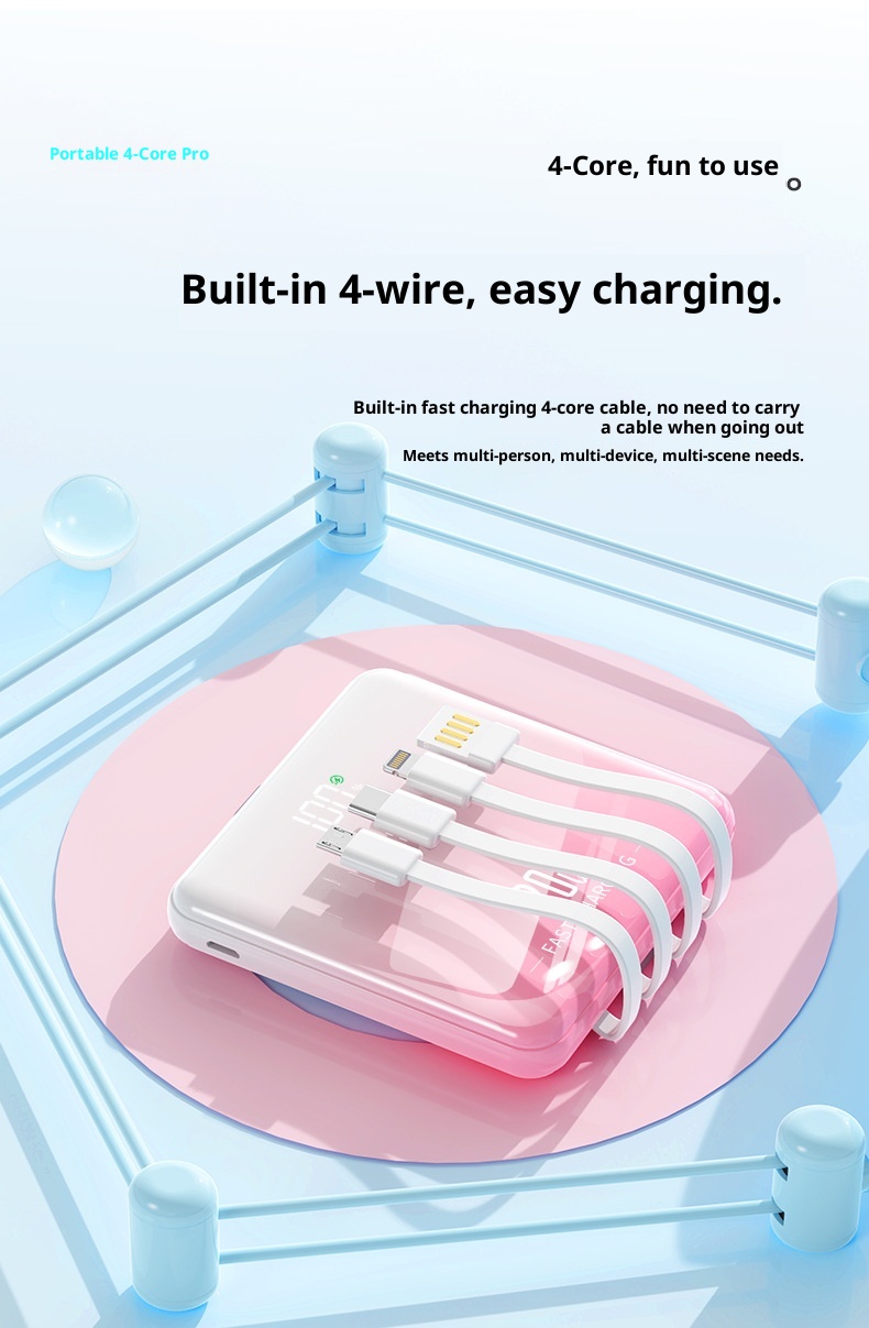 techglobe Cross-border Portable Compact Ultrathin Mini Fast Charging With Integrated Cable 20000mAh Large Capacity Mobile_voghion.com