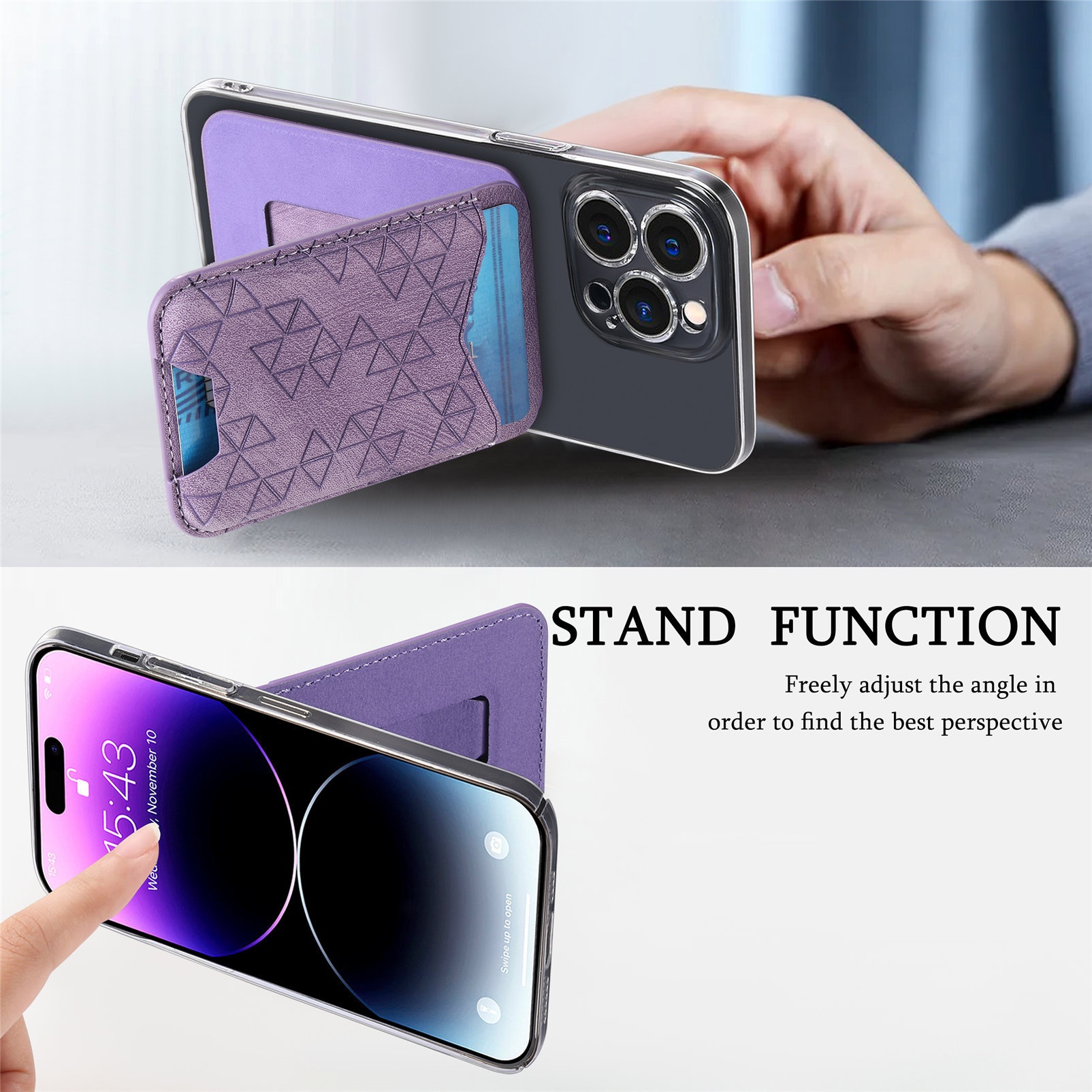 TechGlobe Cross-Border New A-Line Stand Multi-Functional Phone Holder Storage Insert Coin Clip Adhesive Sticker Card Case_voghion.com