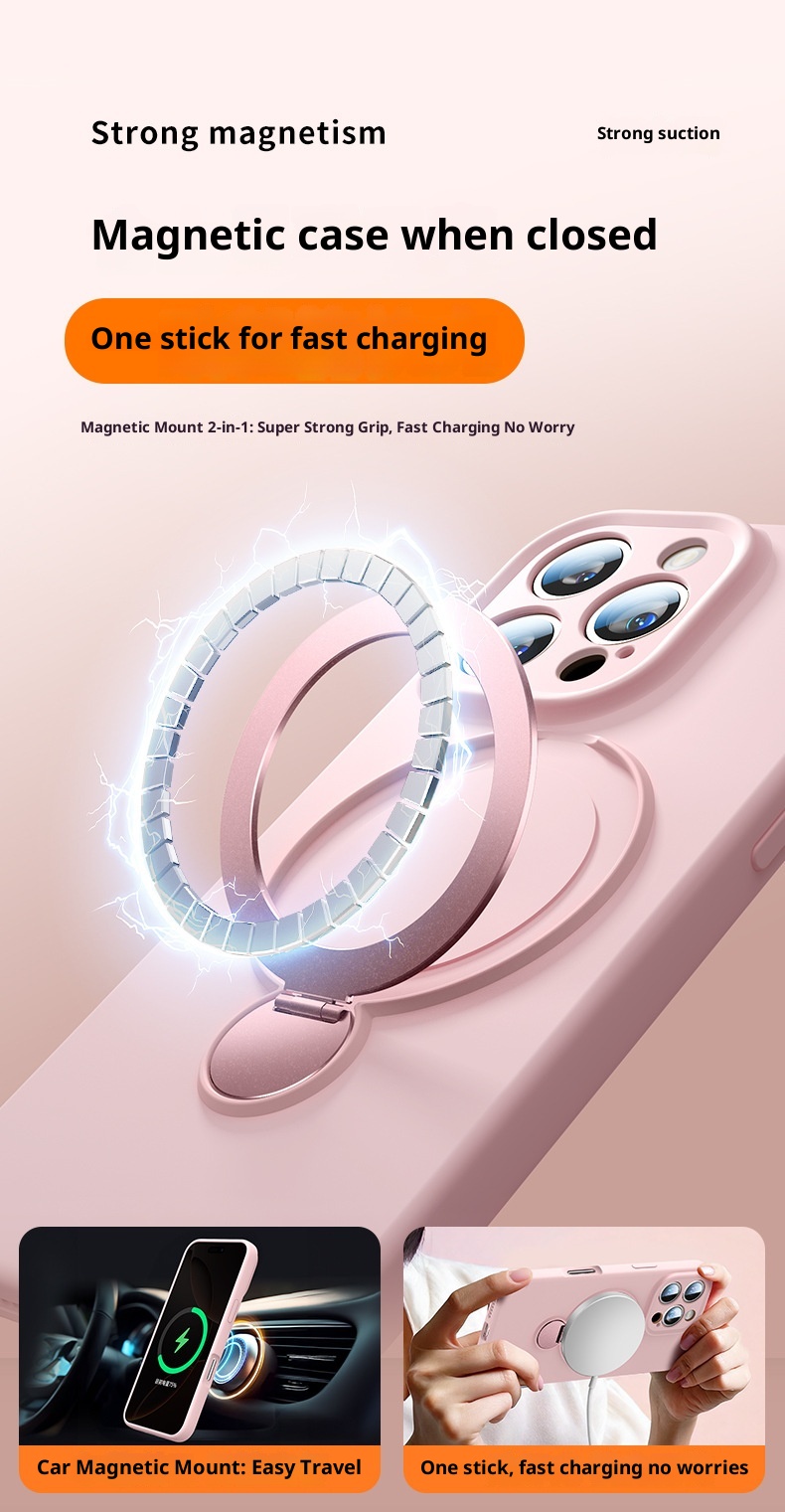 Étui de protection intégral en silicone liquide TechGlobe avec support à 360°, compatible iPhone 17 et iPhone 16 Pro, et dragonne._voghion.com