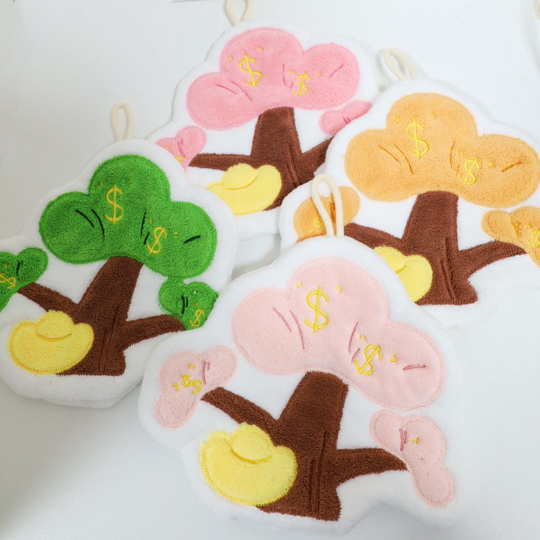 Lillian Big Fortune Tree Hand Kitchen Household Children's Handkerchief Towel Hanging Water Absorbent Quick-Dry_voghion.com