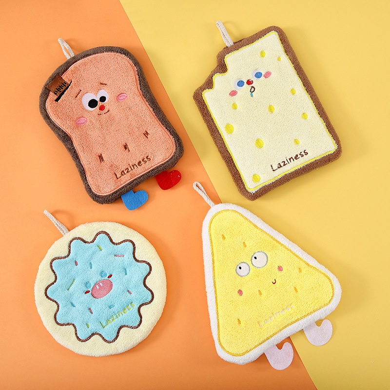 Lillian Xiaohongshu Cartoon Hangable Thickened Coral Fleece Towel, Cute Children's Hand Towel With Hanging Design_voghion.com