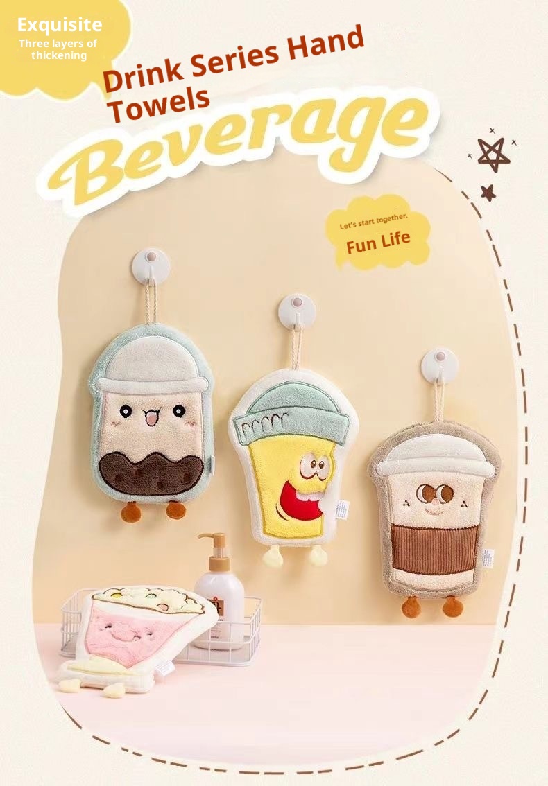 Lillian Tulip Küchenhandtuch, hängendes, fusselfreies, kleines Badezimmerhandtuch aus Korallenvlies, Stickerei, Handarbeit_voghion.com