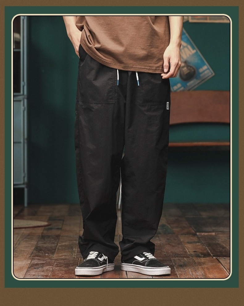 Trendige Cargohose im japanischen Stil für Herren mit weitem Bein, locker geschnitten, gerader Schnitt, lässig, für Herbst, Outdoor, schnelltrocknend, Sporthose im Retro-Look._voghion.com