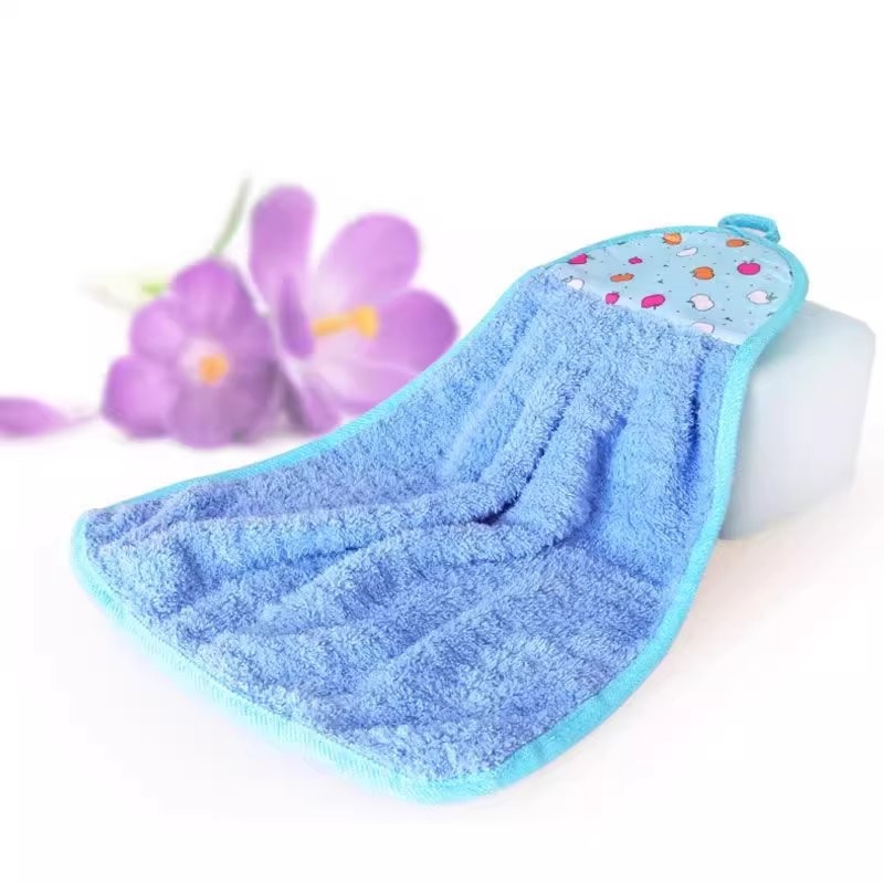 Lillian Coral Fleece Cloth Bathroom Kitchen Hand Hanging Towel Strong Absorbency Non-Shedding_voghion.com
