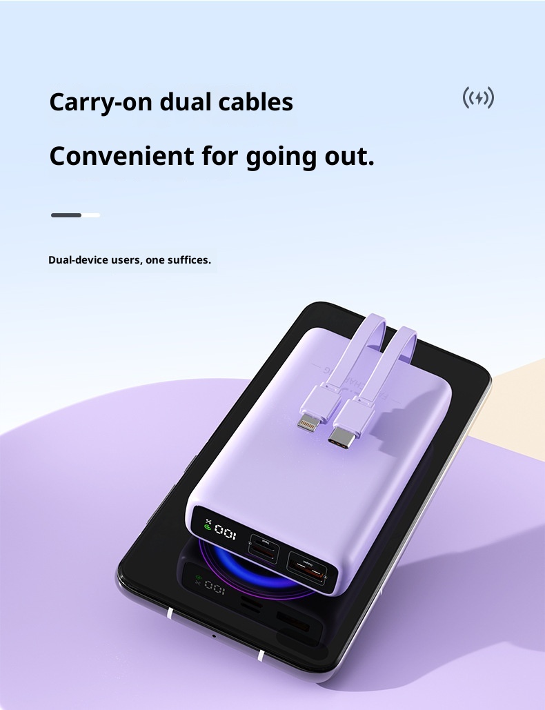 techglobe Cross-Border Exclusive 20000mAh Dual-Direction 22.5W Fast Charging Capacity Power Bank Portable With Dual Cables Lithium_voghion.com