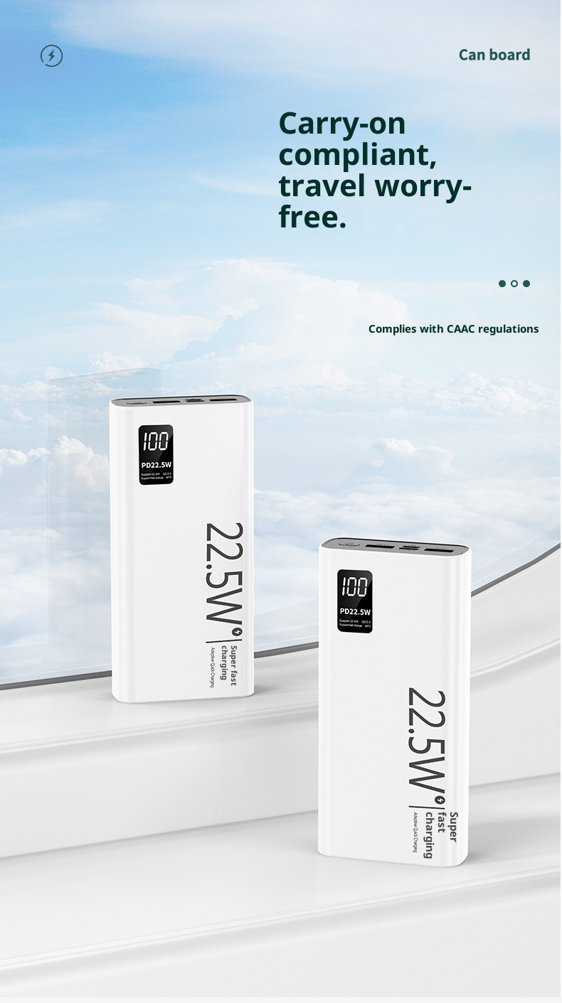 techglobe 22.5W Two-Way Fast Charging Built-in Cable Power Bank 20000mAh Large Capacity Portable Custom Creative_voghion.com