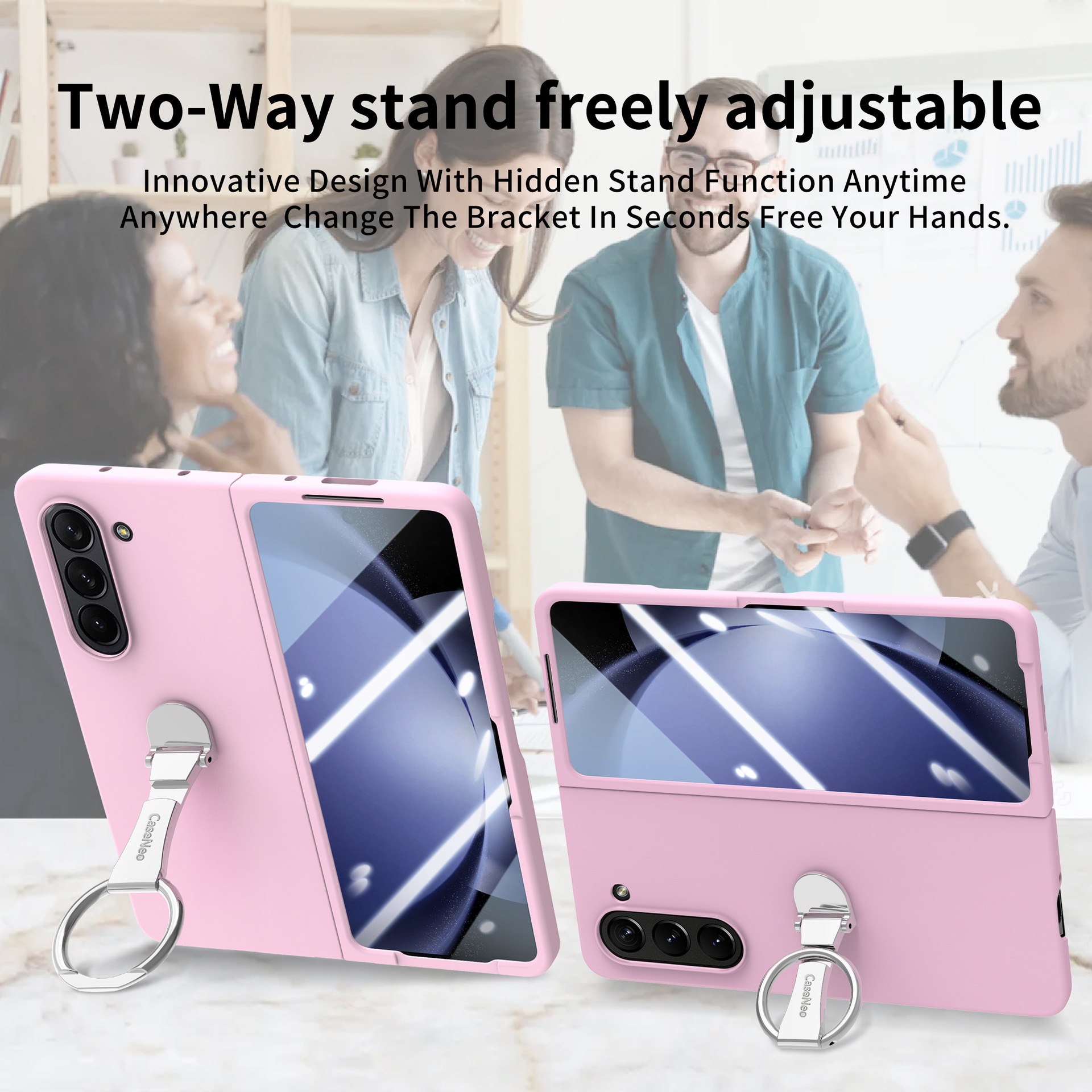 TechGlobe Compatible With Samsung ZFold7 And Screen Protector Integrated Phone Case Exquisite Boxed 360 Multi-Angle Rotating Stand_voghion.com
