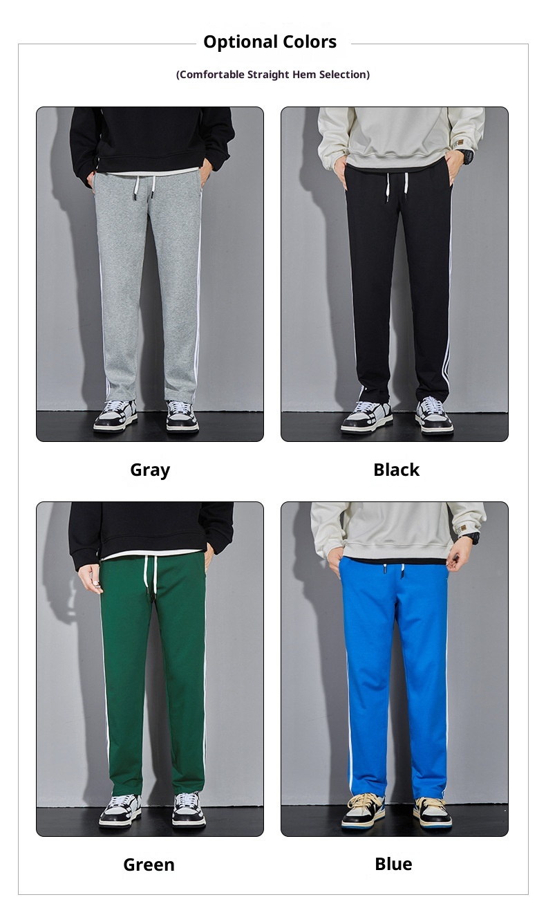 Pantaloni lunghi da jogging versatili a tre strisce per uomo, modello Strict, primavera e autunno, in puro cotone, comodi_voghion.com