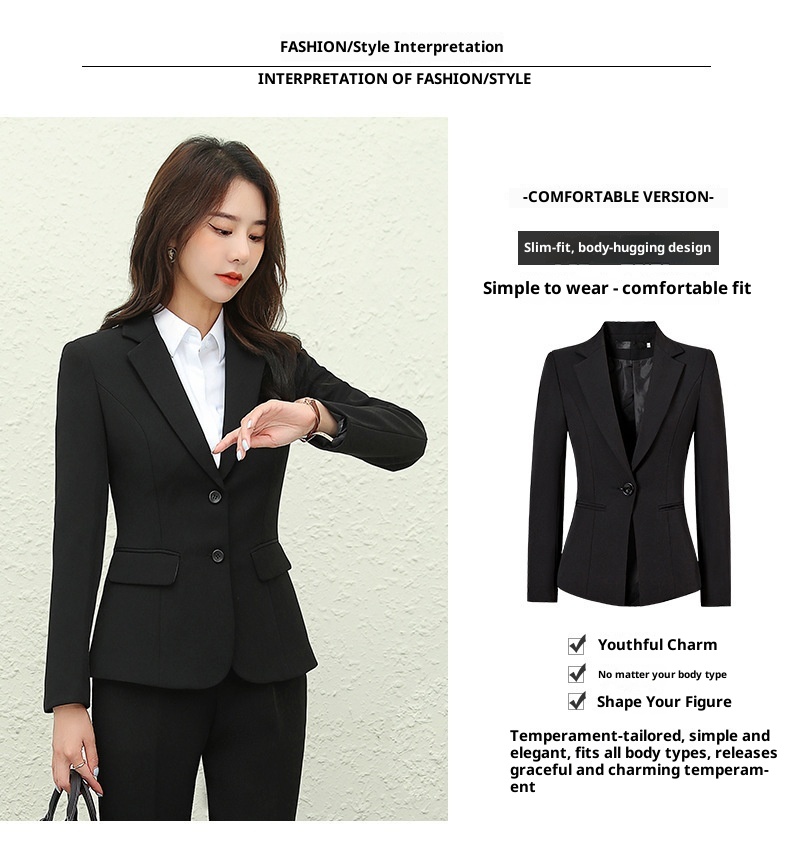 girl Girl Suit Women's Spring And Autumn Long Sleeve Black Slim Fit Formal We For College Students Professional Interview_voghion.com
