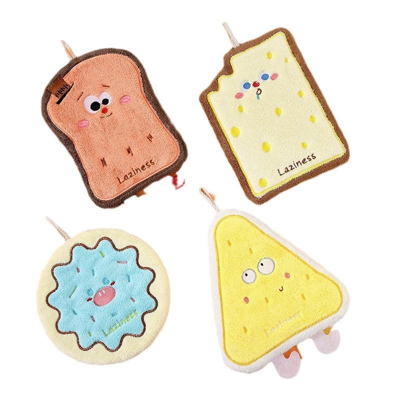 Lillian Xiaohongshu Cartoon Hangable Thickened Coral Fleece Towel, Cute Children's Hand Towel With Hanging Design_voghion.com