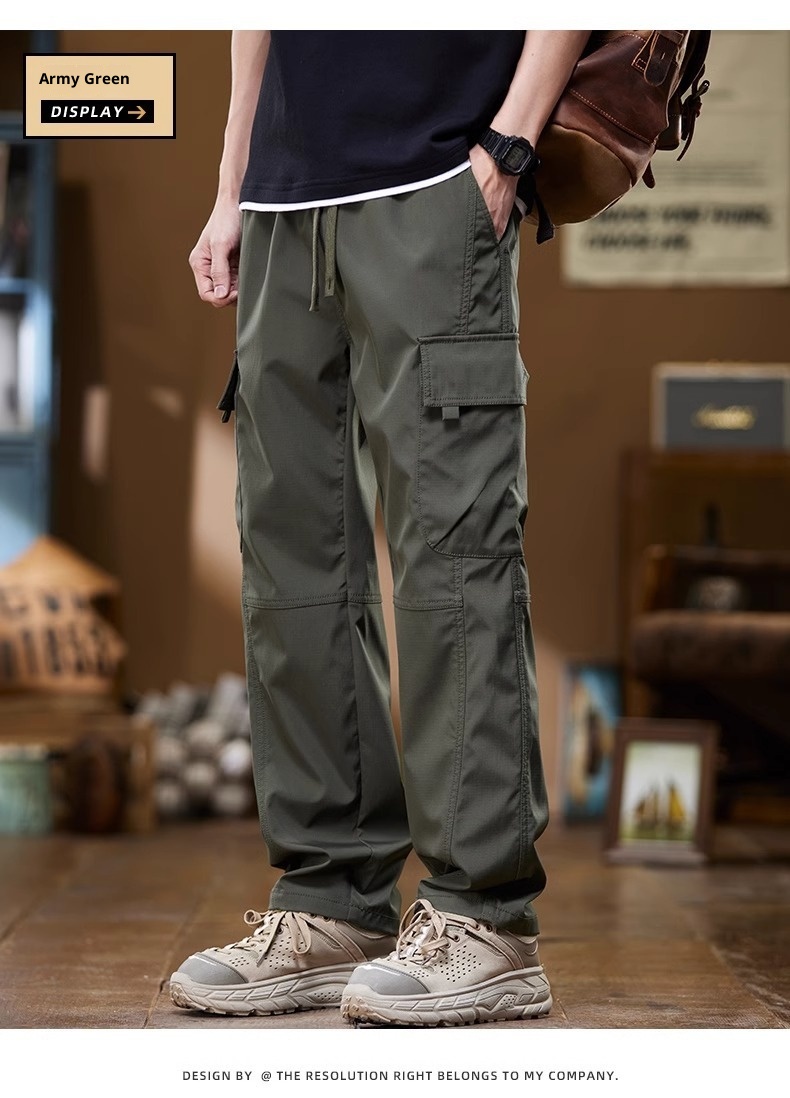 Pantaloni cargo da uomo in stile americano, primavera autunno, larghi, dritti, a gamba larga, 2024, alla moda, sportivi, casual, lunghi_voghion.com