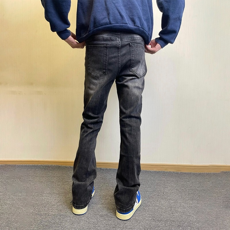 boy Boy Cross-Border Cleanfit Black Gray Gradient Jeans Men American High Street Vibe Bootcut Straight Scimitar Pants_voghion.com