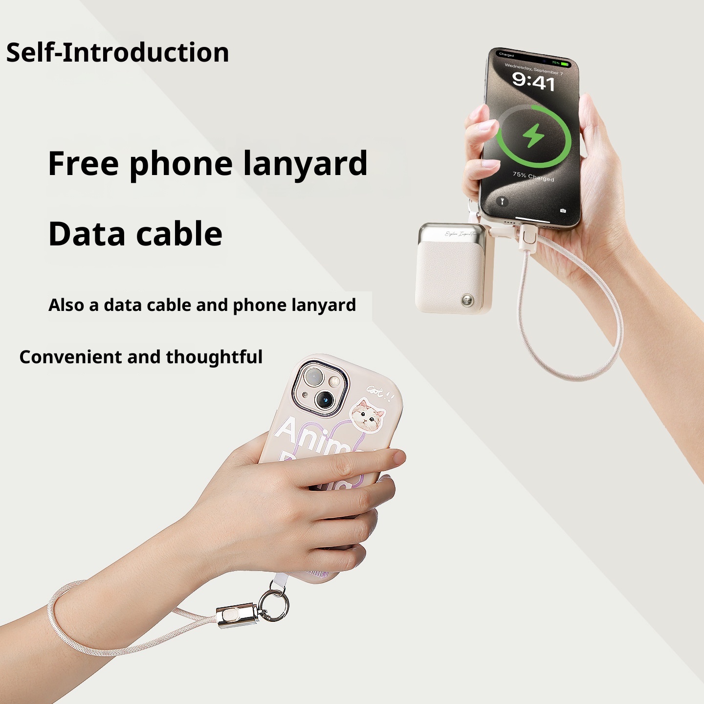 techglobe Cross-border Patent 3C Certification Mini Built-in Cable Bank 10000mAh Fast Charging Compact Portable Mobile Power_voghion.com