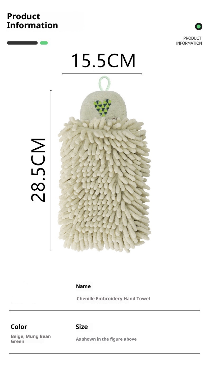 Toalla de chenilla Lillian, gruesa, de secado rápido, para colgar, ideal para cocina, baño e inodoro. Absorbente, bordada. ¡Compra ahora!_voghion.com