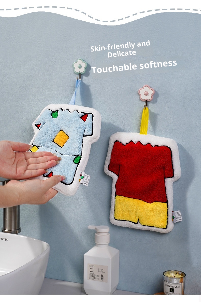 Lillian Cartoon Cross-Border Shin-chan Asciugamano da appendere alla mano in pile di corallo antiodore per bambini, piccolo asciugamano da cucina, regalo ad asciugatura rapida_voghion.com