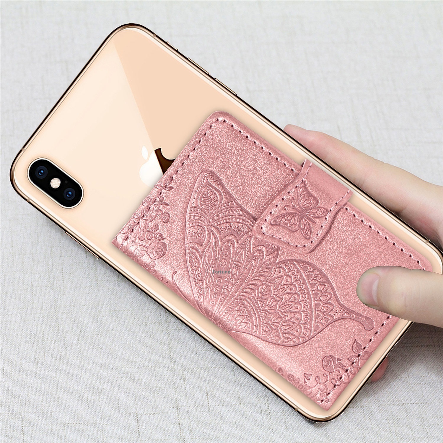 TechGlobe Foreign Trade Gift Coin Holder Universal 3M Adhesive Multi-Function Insert Embossed Phone Back Sticker Card Case_voghion.com