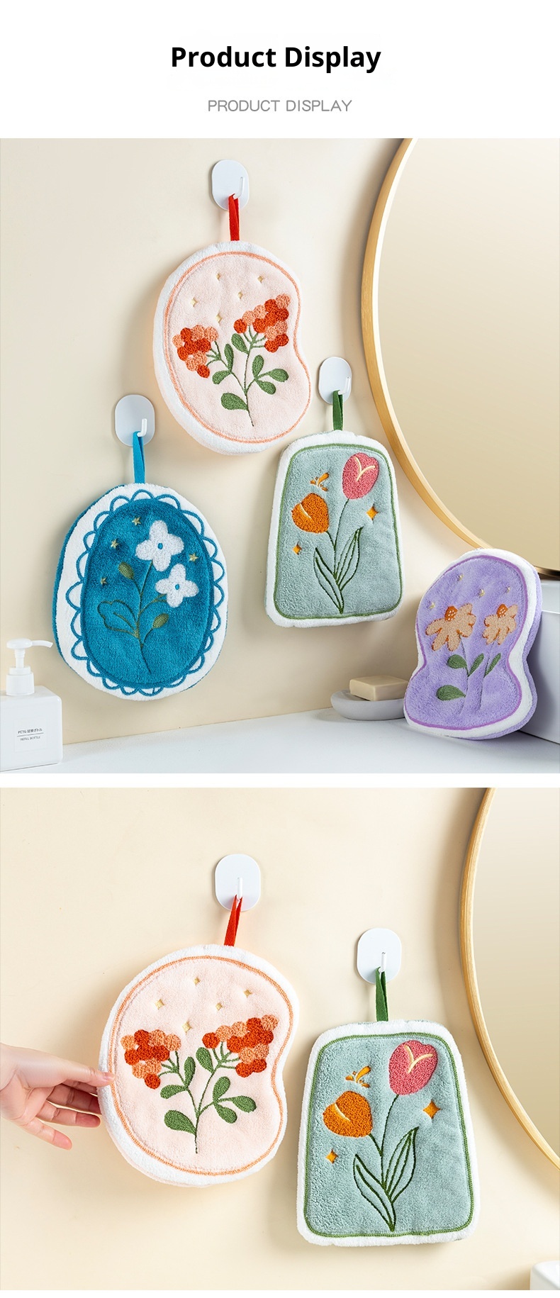 Lillian Cross-Border Flower Super Large Cute Hand Hanging Water-Saugen Thickened Coral Fleece Small Square Towel Manufacturer_voghion.com