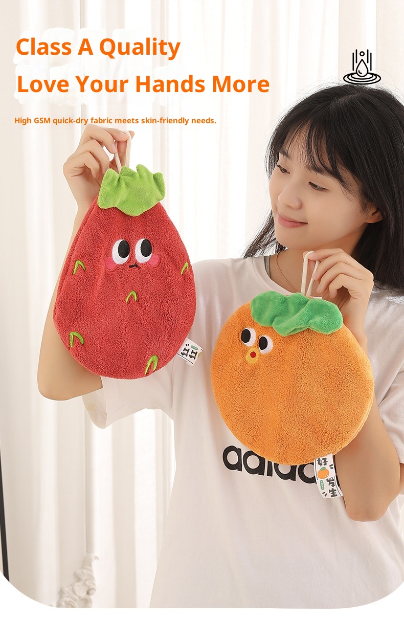 Lillian Xiguo Series Cute Hanging Hand Children's Coral Fleece Absorbent Towel Kitchen Bathroom Dual-use Handkerchief_voghion.com