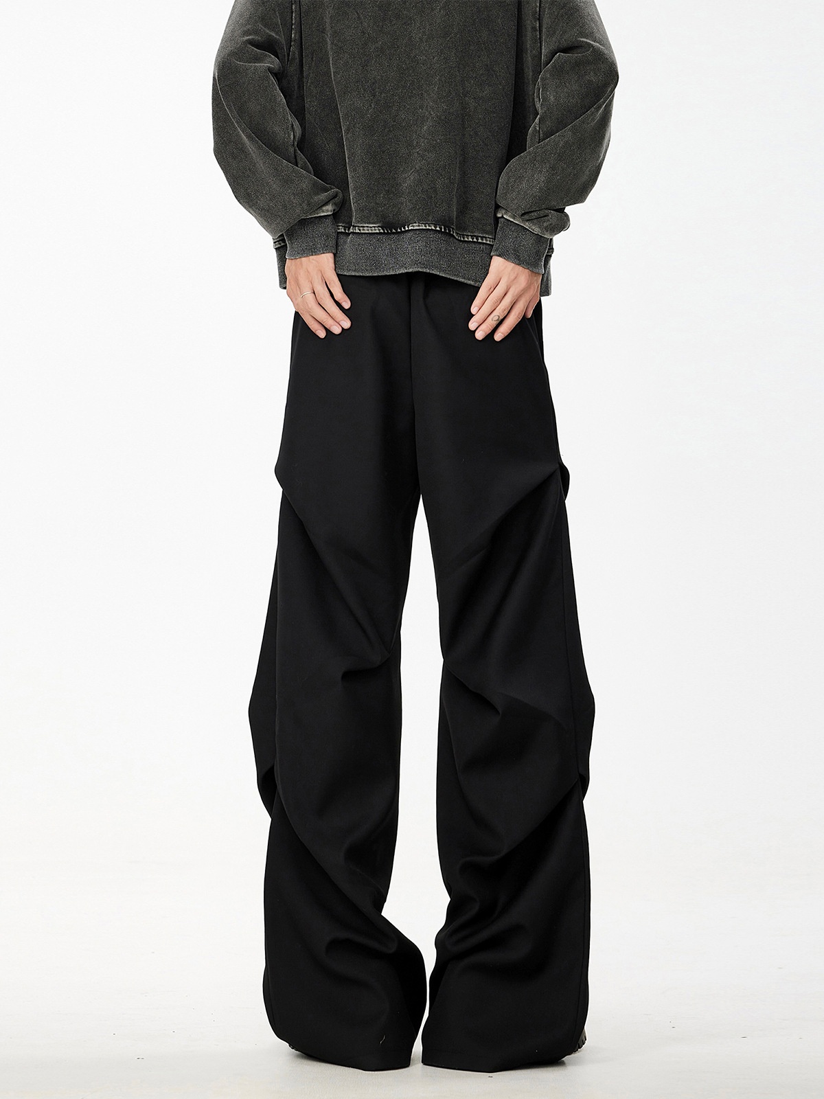 boy American Style Niche Pleated Flared Trousers Spring And Autumn Loose Versatile Draped Trendy Brand High-end Casual Pants_voghion.com
