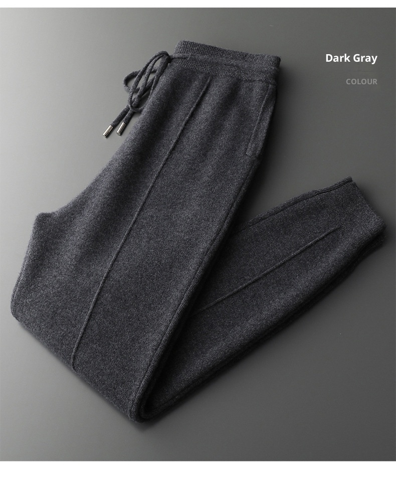 Neue Herrenhose aus 100 % Wolle für Herbst/Winter – Business Casual, vier flache, verdickte Strickhosen mit Mittelnaht_voghion.com