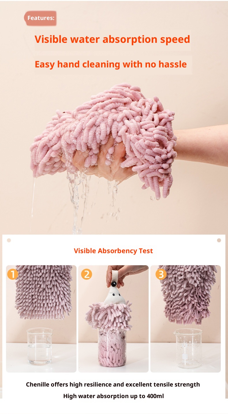 Lillian Hanging Cartoon Animal Chenille Kangle House Children's Household Kitchen Absorbent Hand Towel Wholesale_voghion.com