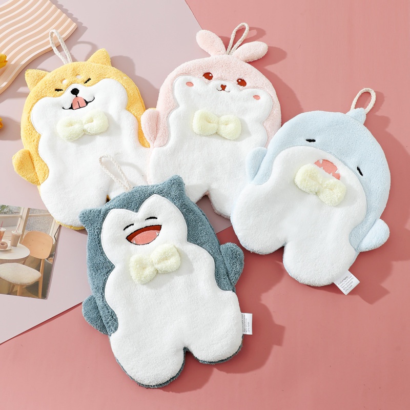 Lillian Hängendes, saugfähiges Handreinigungstuch mit niedlichem Cartoon-Motiv für Kinder, schnelltrocknendes Handtuch für Bad und Küche, Geschenkidee_voghion.com