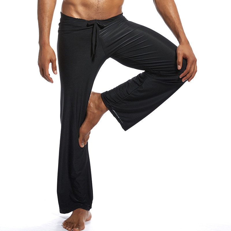 Pantalon long droit pour homme, en tissu de soie glacée, style yoga, exclusif à la frontière, PS504_voghion.com