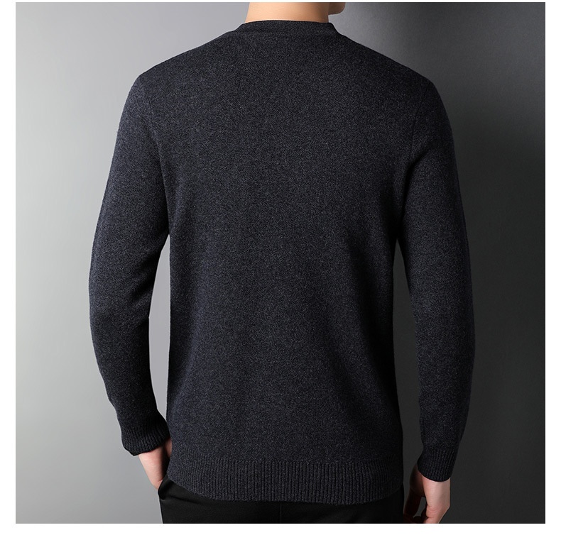 boy Boy Boy Boy Factory Store Men's Casual Knitted Cardigan Winter Middle-aged And Young Thickened Warm Base Layer 100% Pure Wool_voghion.com
