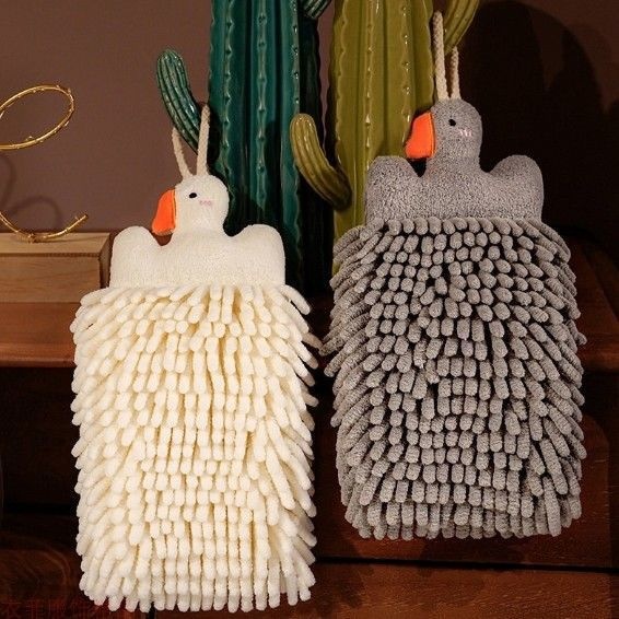 Pañuelo de chenilla grueso y adorable para niños, ideal para cocina y baño. Diseño con dibujos animados. Estilo colgante._voghion.com