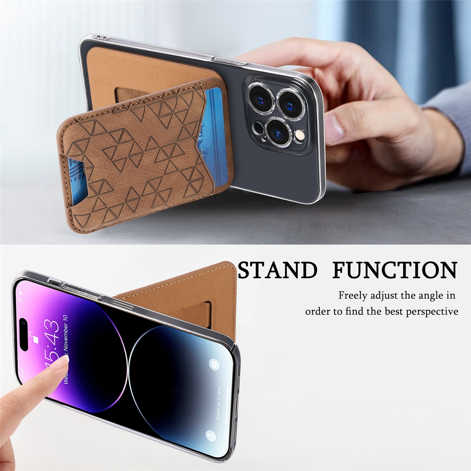 TechGlobe Cross-Border New A-Line Stand Multi-Functional Phone Holder Storage Insert Coin Clip Adhesive Sticker Card Case_voghion.com