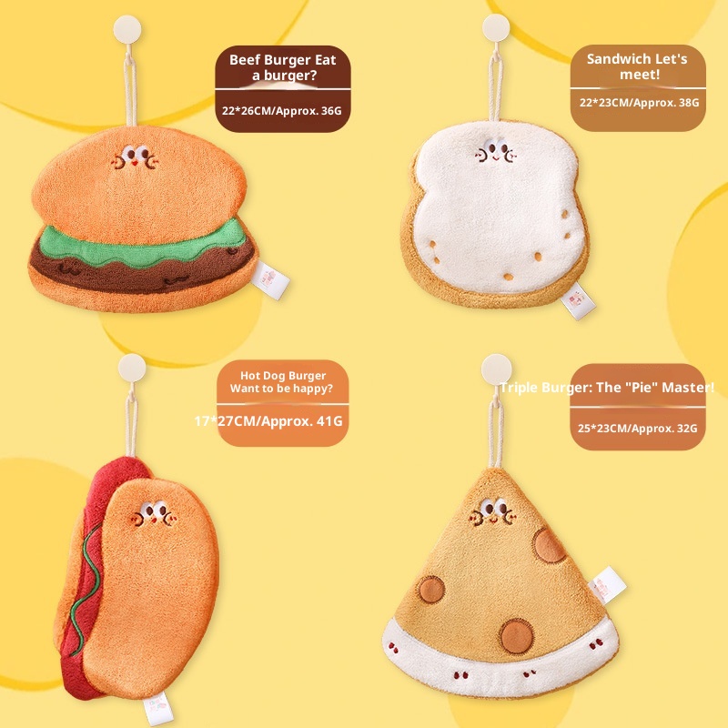 Lillian Nieuwe schattige cartoon hangende keukenhanddoek, snel drogend, drielaags verdikte koraalfleece handdoek_voghion.com