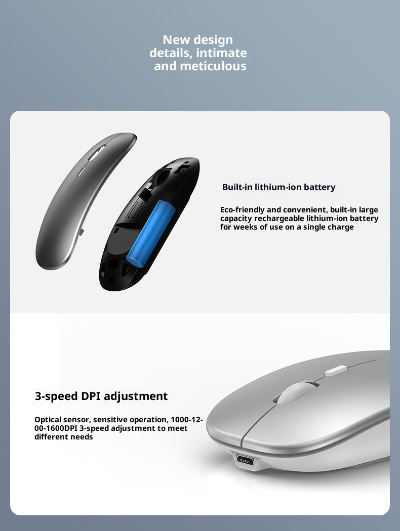 Techglobe Bluetooth Silent Rechargeable Dual-Mode Desktop Office Gaming Laptop Universal Wireless Mouse_voghion.com