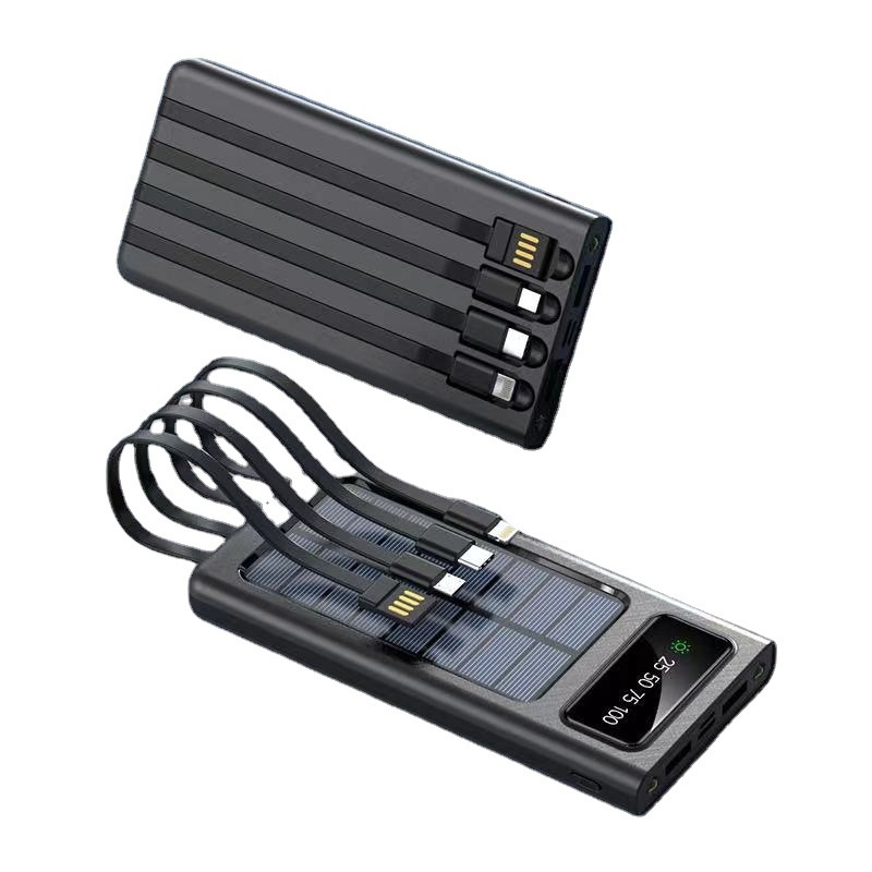 techglobe Cross-border Detachable Built-in Cable Solar Bank 20000mAh Gift Printed Mobile Power Supply_voghion.com