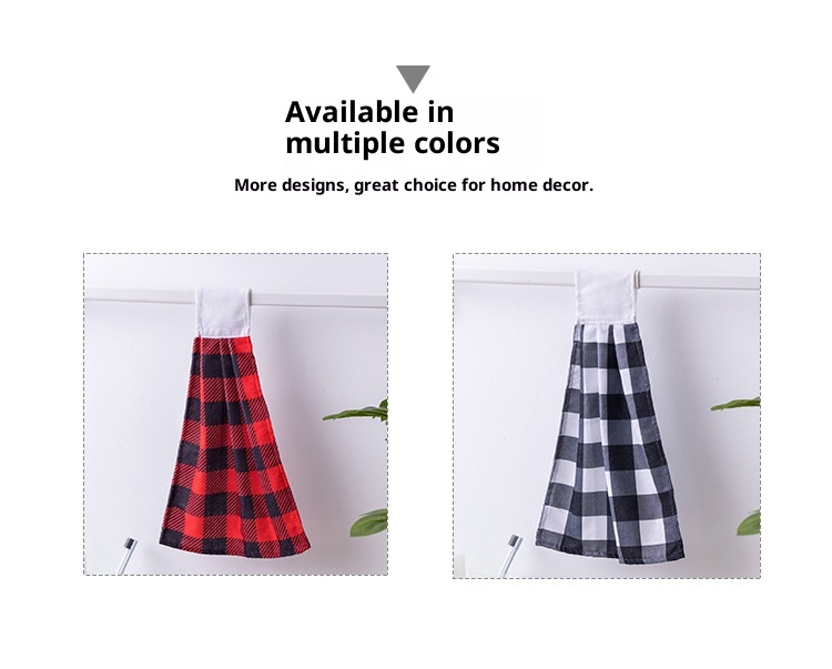 Lillian Christmas Plaid Hanging Absorbent Farmhouse Kitchen Bathroom Hand Towel Home_voghion.com