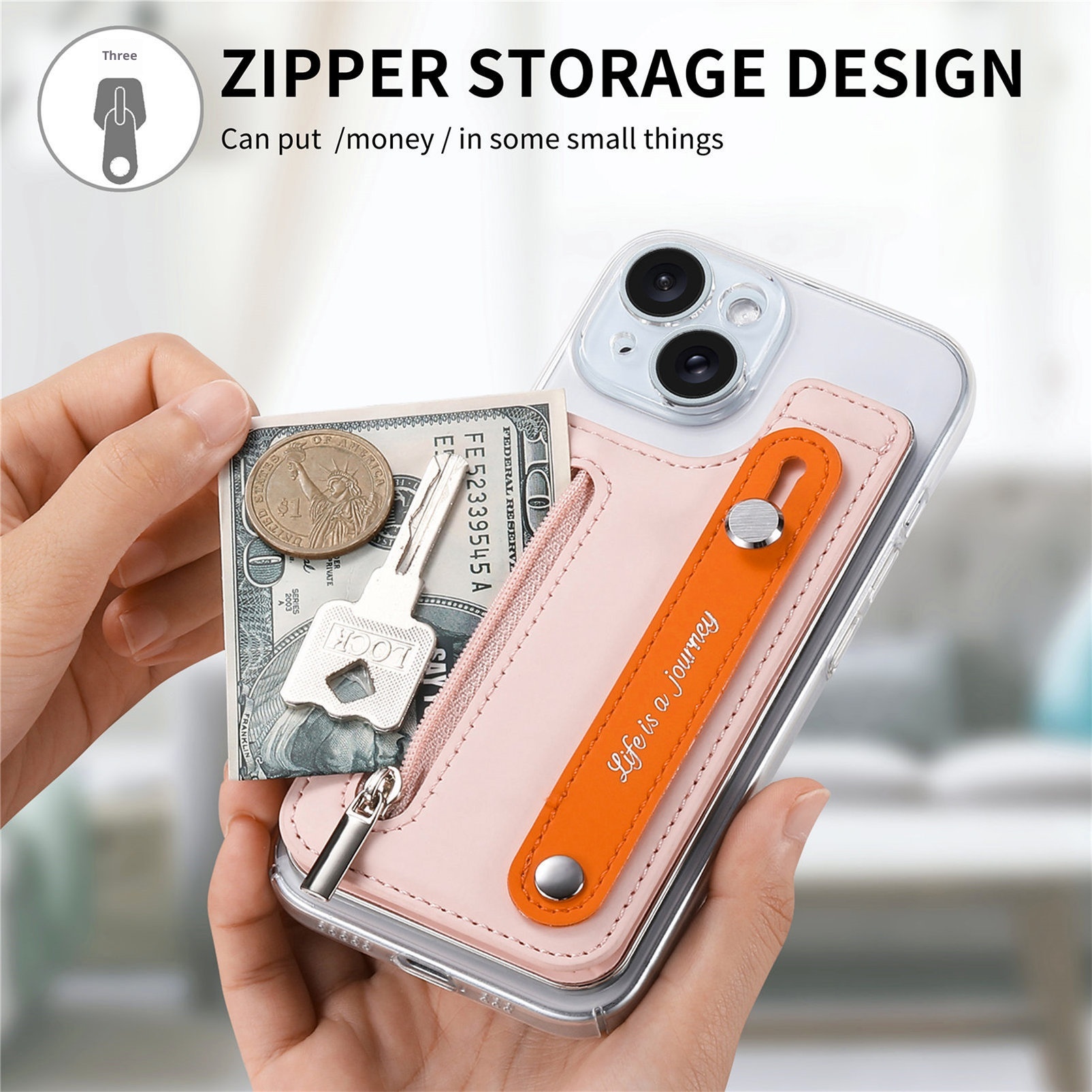 TechGlobe Macaron Color New Phone Flip Wrist Strap Storage Gift Case Back Adhesive Card Holder_voghion.com