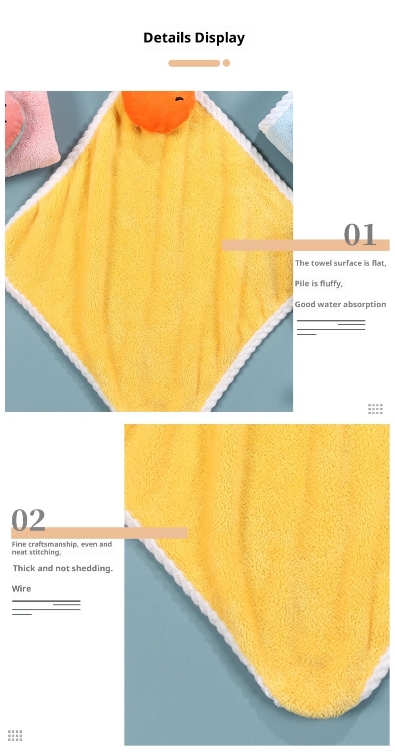 Lillian Cartoon Coral Fleece Fruit Hanging Absorbent Hand Towel Cloth_voghion.com