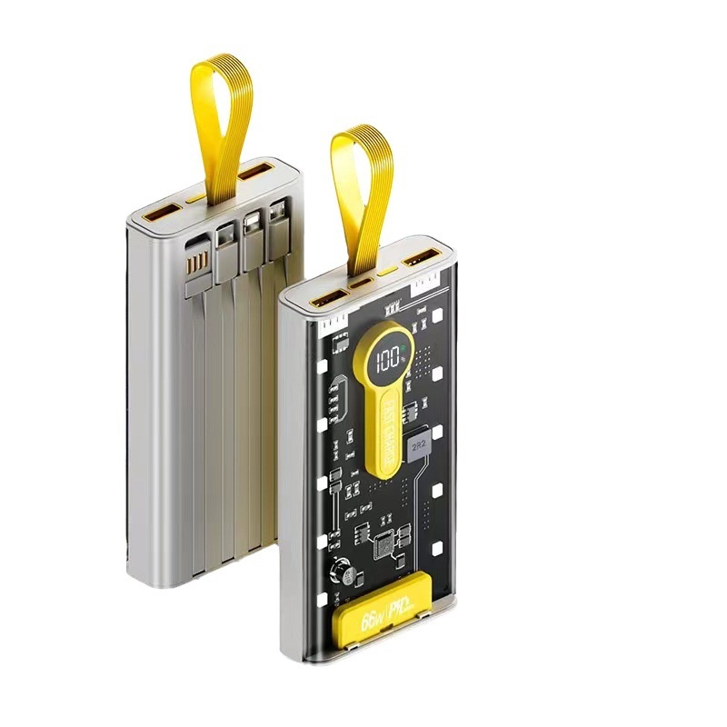 techglobe Cross-border Fast Charging 66W Transparent 20000mAh Bank Punk Style With Built-in Night Light Digital Display Portable_voghion.com