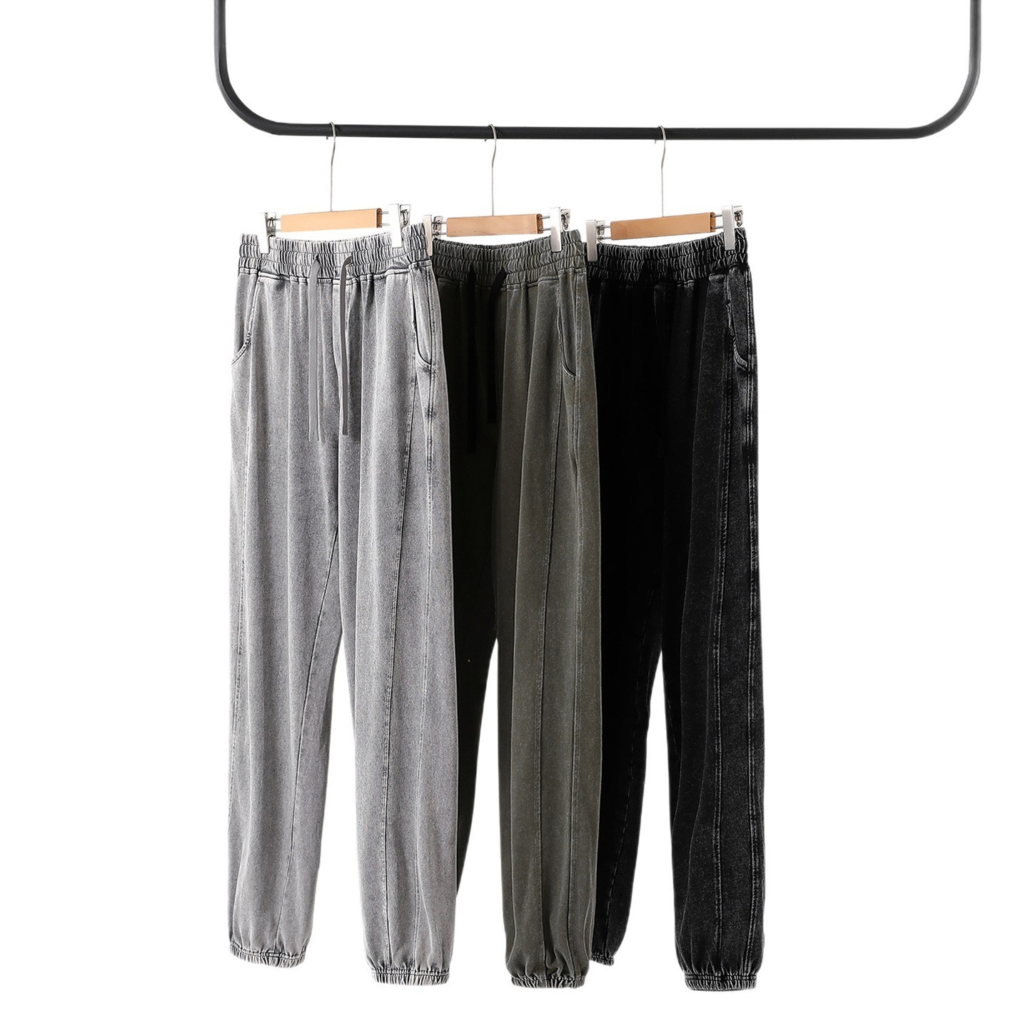 Pantaloni della tuta da jogging retrò americani in puro cotone doppio filato, per uomo, in stile vintage, primaverili e autunnali, lavabili in frontiera_voghion.com