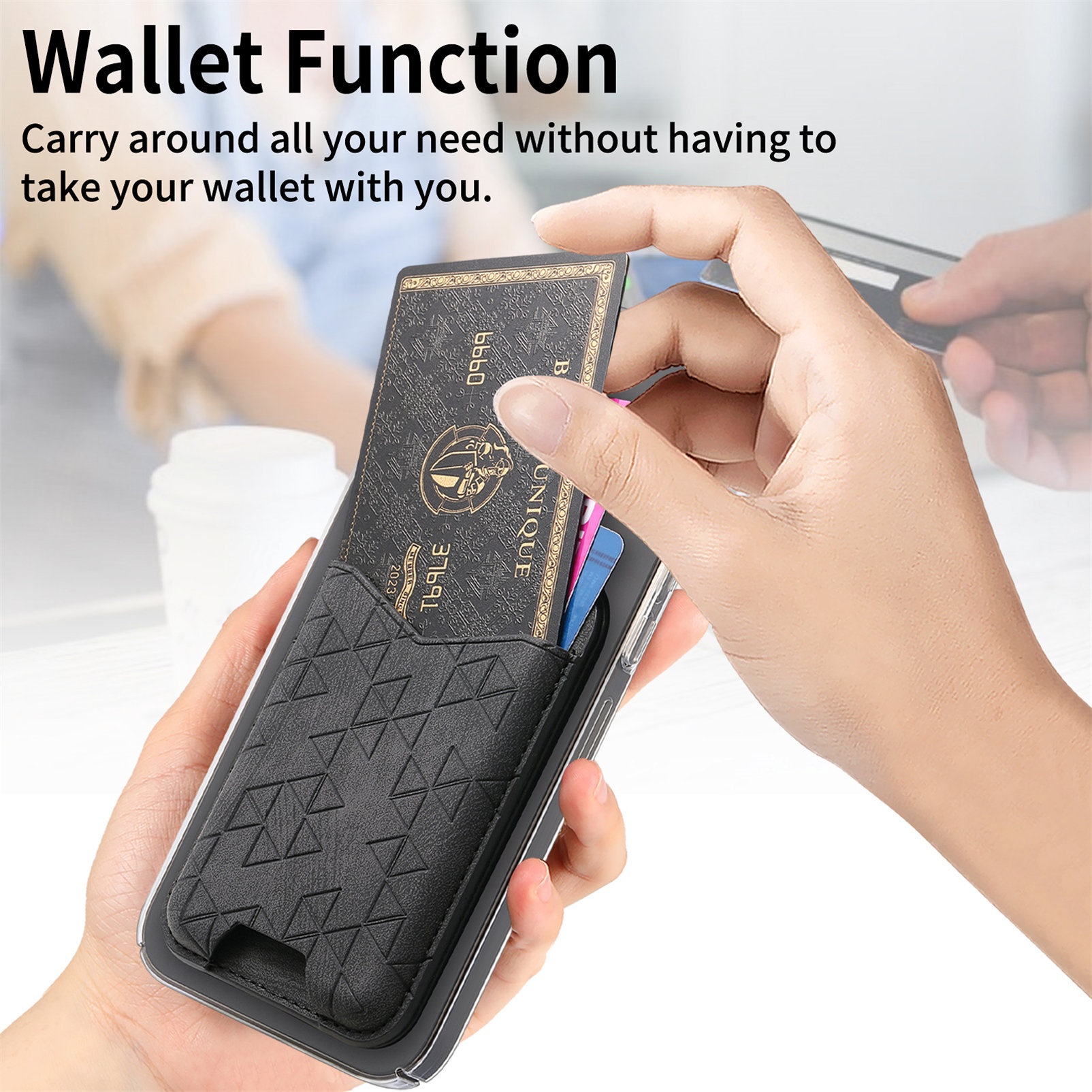 TechGlobe Cross-Border New A-Line Stand Multi-Functional Phone Holder Storage Insert Coin Clip Adhesive Sticker Card Case_voghion.com