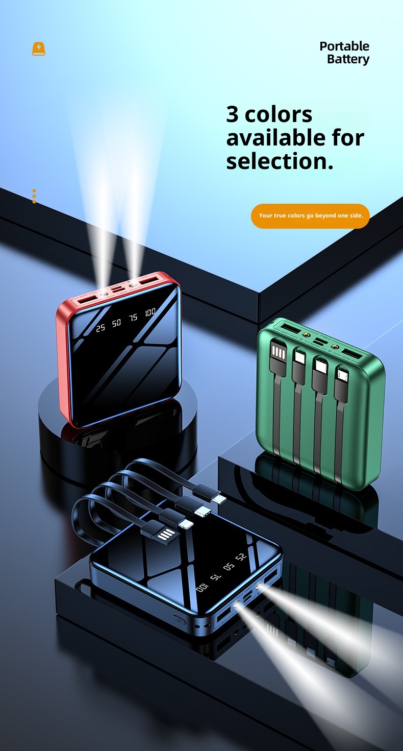 TechGlobe Four-Wire Mini Bank 20000mAh Fast Charging Mobile Power Supply Gift Custom Creative Lithium Battery_voghion.com