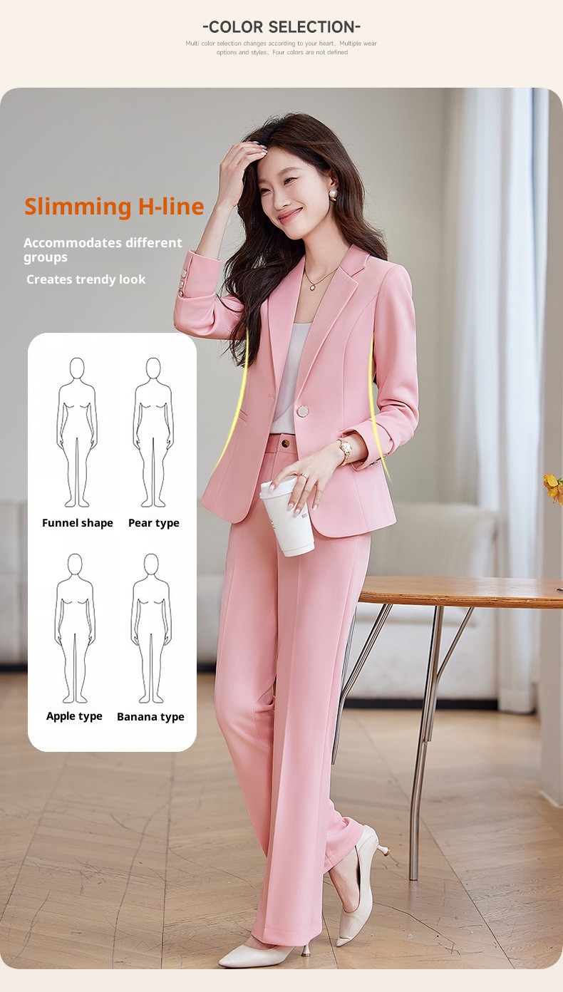 Ragazza Ragazza Completo Rosa Completo da Donna 2025 Nuova Primavera e Autunno Stile Coreano Elegante Casual Professionale Piccolo Blazer_voghion.com