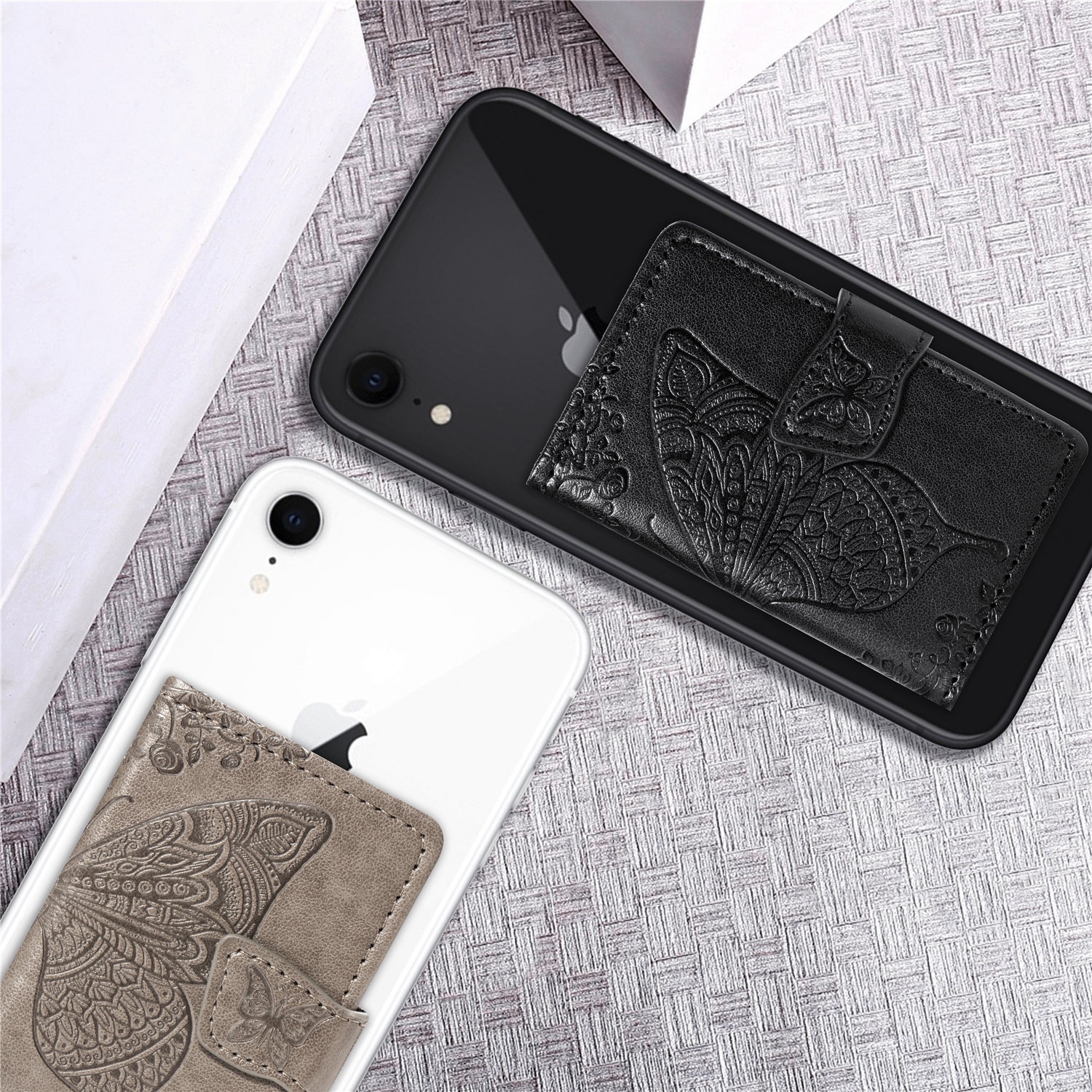 TechGlobe Foreign Trade Gift Coin Holder Universal 3M Adhesive Multi-Function Insert Embossed Phone Back Sticker Card Case_voghion.com