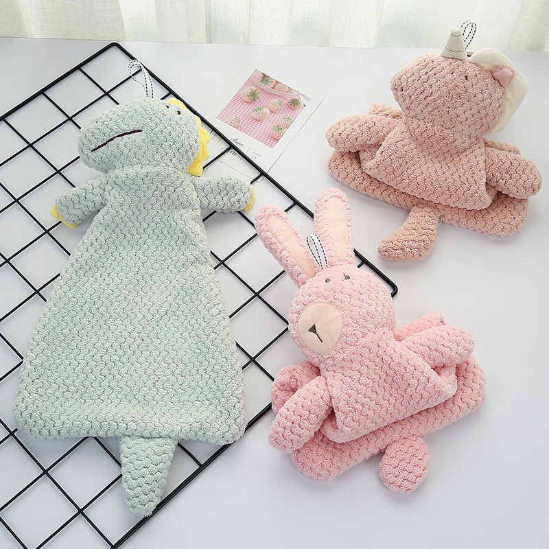 Lillian New Japanese Style Coral Fleece Face Hand Kitchen Household Unicorn Naked Bear Hanging Towel Easy To Clean_voghion.com