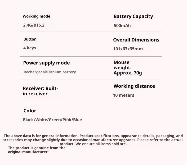 Techglobe Qinchuangyuan 256 Maus, wiederaufladbar, Bluetooth, Macron, mehrfarbig, Typ-C, leise, kabellos, Dual-Modus_voghion.com